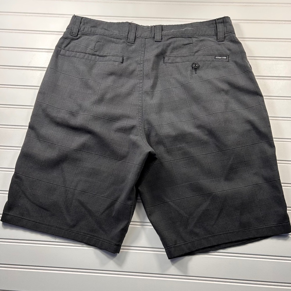 Hang Ten Hybrid Shorts Mens 32 Charcoal Grey Glen Plaid Walk Boardshorts - Picture 12 of 14